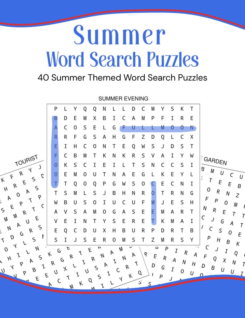Summer Word Search Puzzles PDF download product
